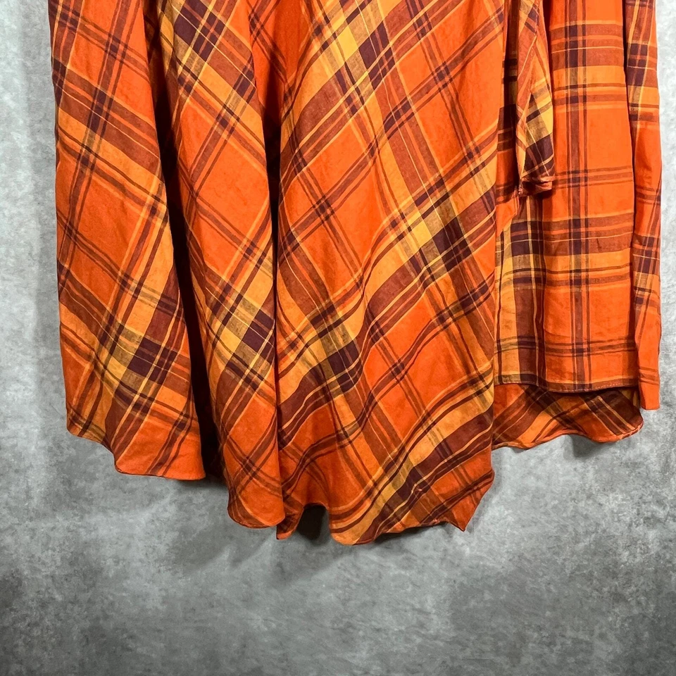 Falda de lino Kasper para mujer talla 14 naranja a cuadros asimétrica imitación envoltura otoño informal Foto 3 de 4