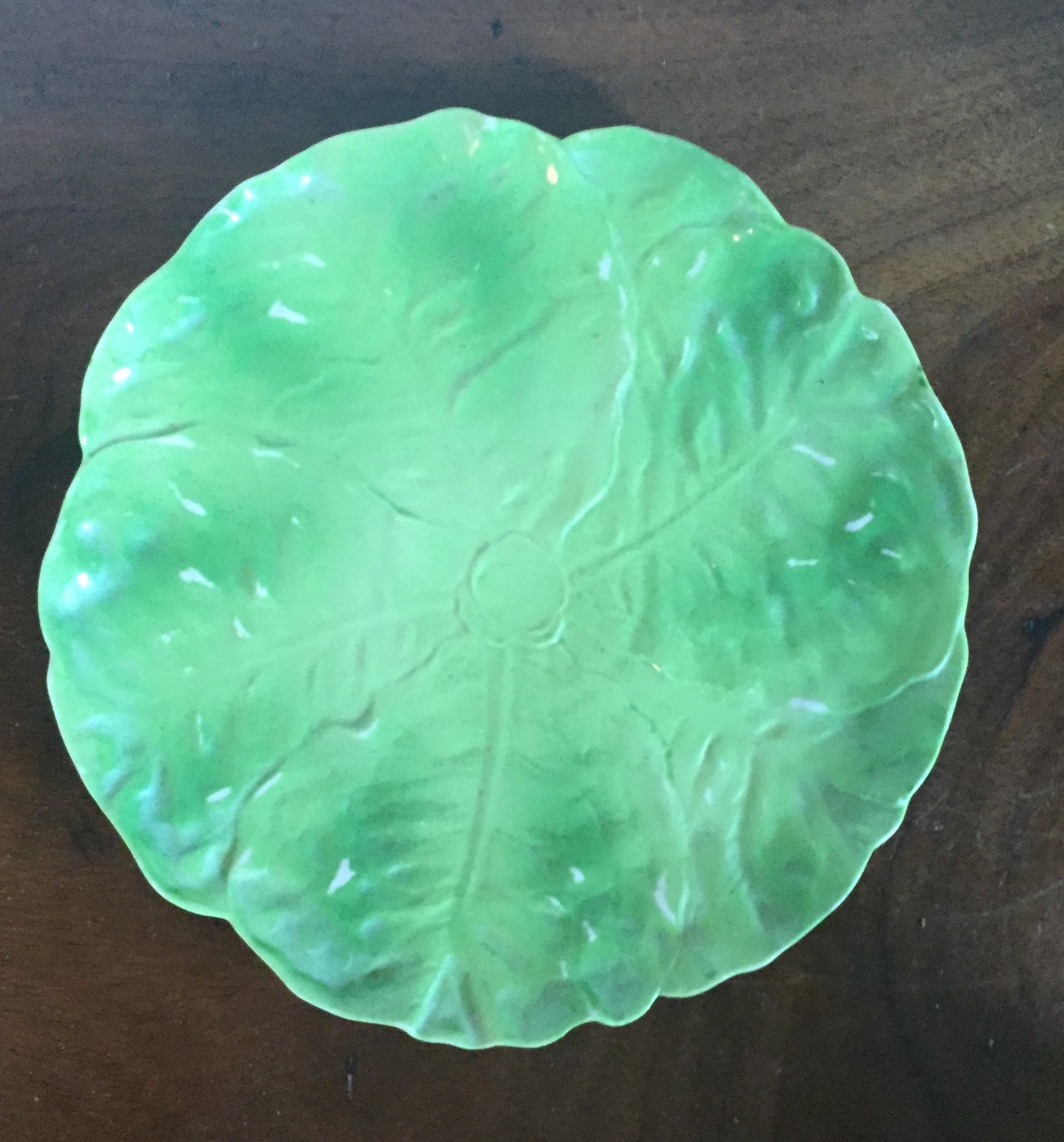 Vintage Porcelain Green Cabbage Lettuce Leaf Plate eBay