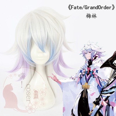 Anime Fate Grand Order Fgo Merlin Wig Men S Long Hair Hairpiece Cosplay Costume Ebay