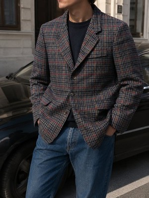 Pohland Exklusiv Vintage Pure New Wool Plaid Blazer
