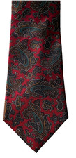 Bert Pulitzer Men's Paisley Silk Tie USA Made Necktie Burgundy Blue Gold VTG