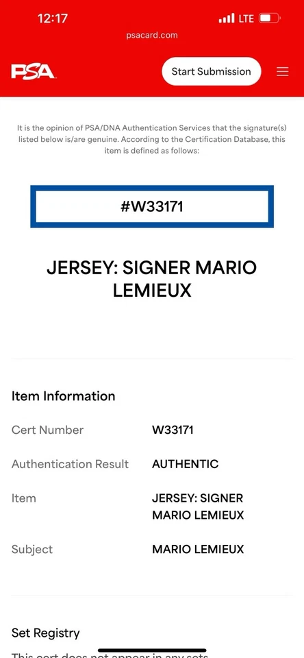 Mario Lemieux Pittsburgh Penguins Autographed Jersey W/ PSA COA - Image 4 of 4