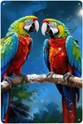 Parrots Wall Art Poster Vintage Tin Metal Signs Funny Wall Decor Metal Sign Outd