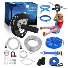 Zip Line Kit 120ft 150ft for Kids Adults Up to 380lb – Removable Lion 150 ft
