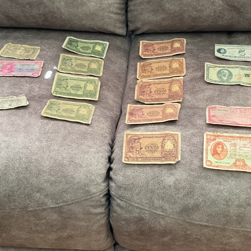 Italy 50 & 100 Lire Banknotes Lot w/ US Military Payment Certificates, World No…