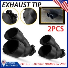 Black Dual Pipe Exhaust Tail Pipe Tip 2.5" Inlet Clamp/Weld-on Muffler Tips EPPH