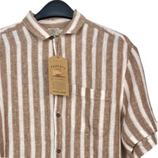 NEW Faherty Linen Camp Shirt Short Sleeve Palma Mens L Sienna Valley Stripe $168