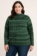 Knox Rose Womens XXL Green Gradient Knit Sweater Mock Neck Soft Cozy Pullover