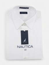 New Nautica Men's Dress Shirt White 16.5 34/35 NIP Solid Button Down