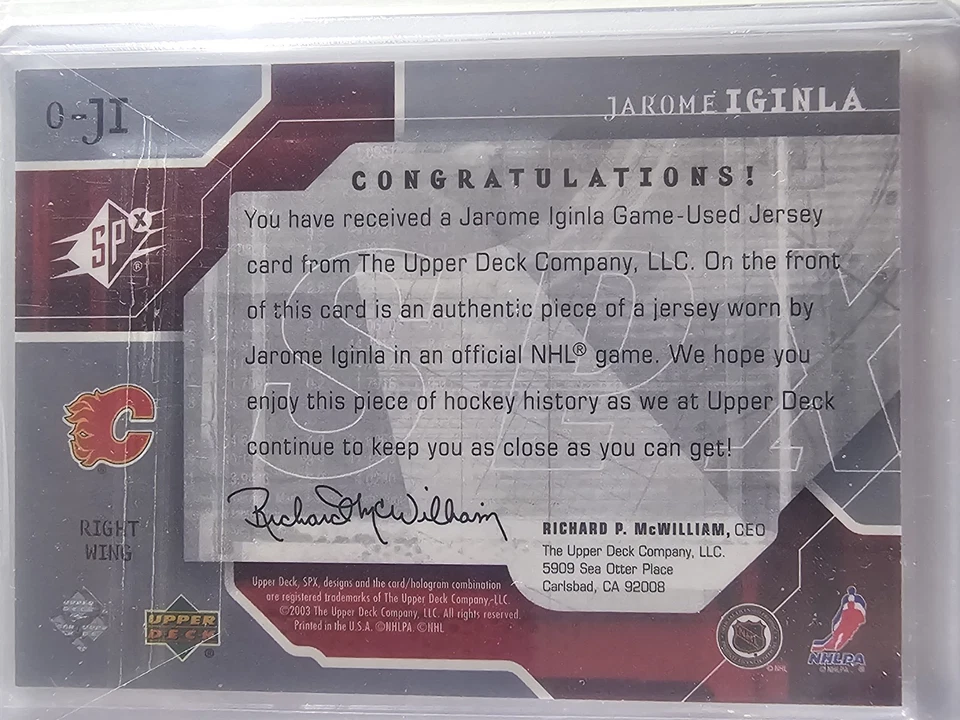 2003-04 SPx Origins #OJI Jarome Iginla Calgary Flames - Image 2 of 2