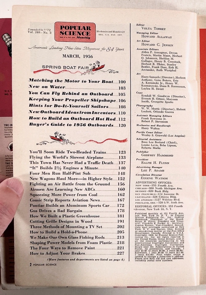 1956 Mar POPULAR SCIENCE Motor Boats Special MINI SUBMARINE model building MORE - Image 4 of 4