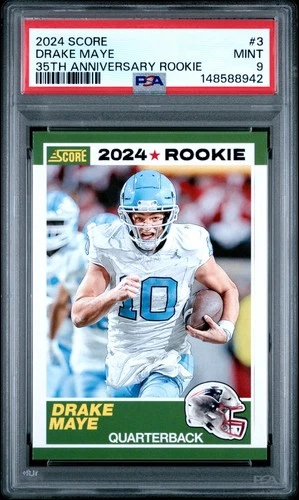 2024 Score - 35th Anniversary Rookie Drake Maye #3 (RC). Mint Condition PSA 9