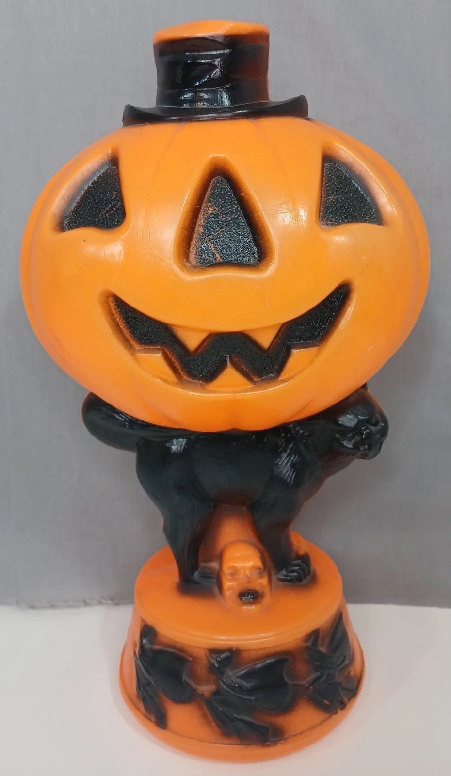 Vintage 1969 Empire Black Cat Skull & Witches Pumpkin Halloween Blow Mold 14”