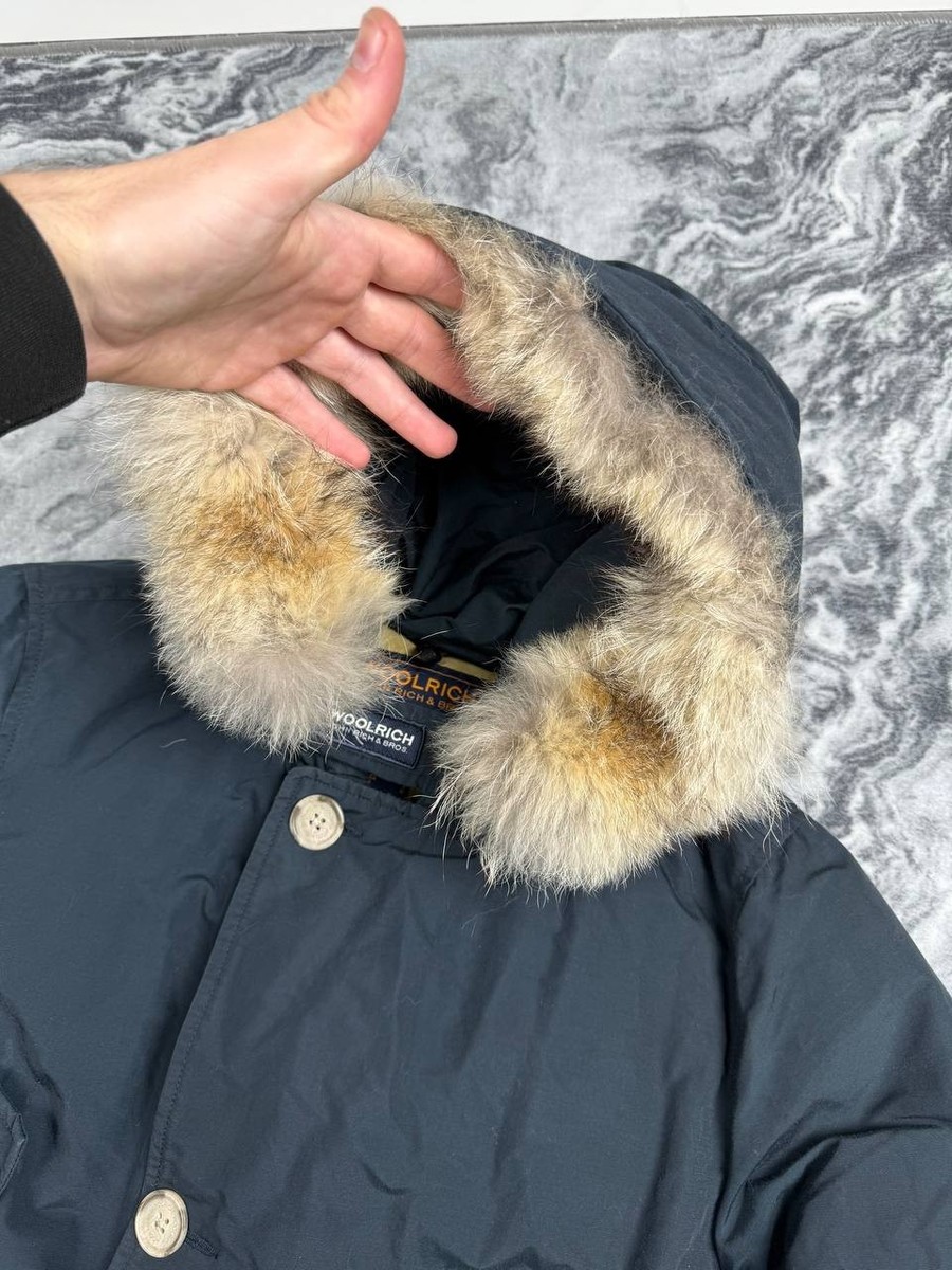 Woolrich Arctic Parka Jacket Faux Fur Hooded Down Men Size S Black