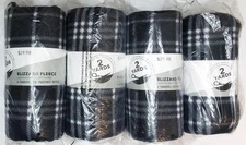 Bulk Lot (4) Blizzard Fleece 2 Yard Rolls Black Plaid Lightweight 58" Wide 8 YDS