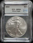2023 American Silver Eagle ICG MS69 ASE US Graded Coin Slab 999 Fine 1 Oz