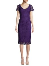 TRINA TURK Womens Purple Short Sleeve Knee Length Party Sheath Dress 2