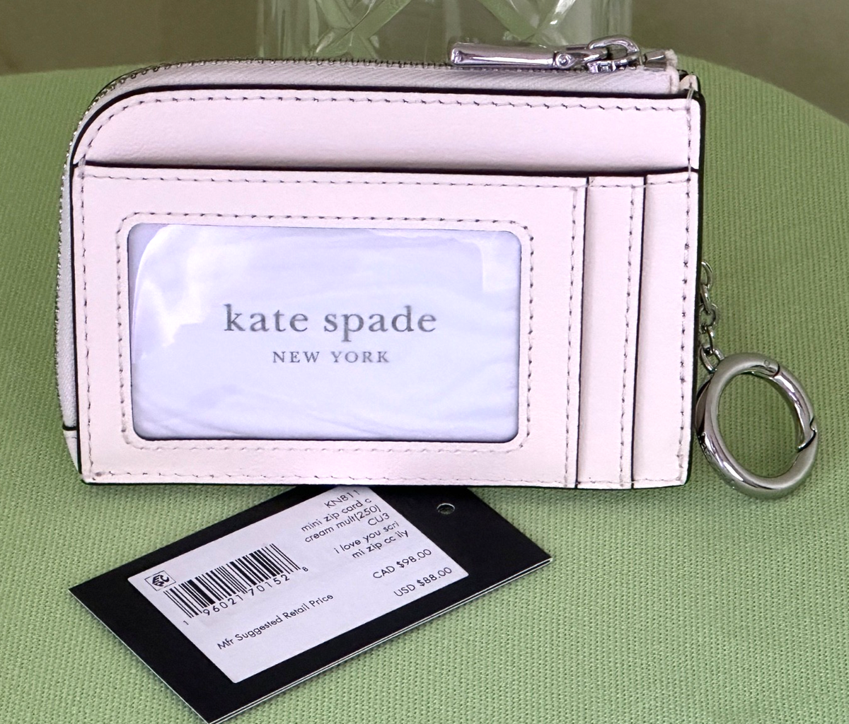 KATE SPADE I LOVE YOU MINI ZIP CARD CASE:NWT CREAM/MULTI | eBay