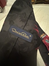 Vintage Oscar De La Renta Mens Silk Tie USA MADE Christmas Collection 4” x 57”