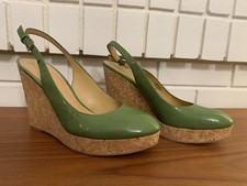 Nine West Wedge NWCHEYANNE Green Patent 4  Heels Closed-Toe Slingback Women US 8