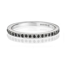 Real Black Diamond Eternity Ring Solid White Gold Band Anniversary Size J - Q