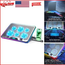 Aluminum RGB Gaming Laptop Cooler with 6 Silent Fans  LCD - Universal Fit