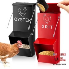Leinuosen 2 Pack Metal Chicken Oyster Shell and Grit Feeder with Lid and Hook