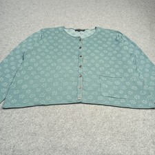 Pilling Gudrun Sjoden Cardigan XXL 2XL Blau Florales Bio-Baumwoll Strickpullover