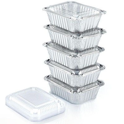 55 Pack Small 1lb Aluminum Pans with Lids Disposable To Go Food Containers