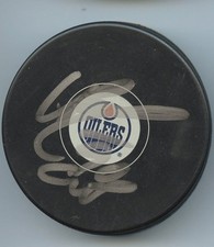 KELLY BUCHBERGER EDMONTON OILERS SIGNED & INSCRIBED HOCKEY PUCK w/ COA 90 CUP