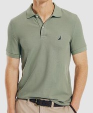  70 Nautica Men's Green Slim-Fit Short-Sleeve Logo Deck Polo Shirt Size Medium