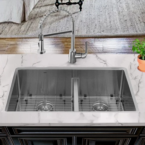 Undermount Stainless Steel Double Bowl kitchen sink Small Radius