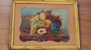 Détails Sur Dessin Nature Morte Fruits Pastel Xix ème