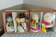 Set of 2 VTG 1989 SALT & PEPPER SHAKER SETS SANTA & MRS. CLAUSE & SNOWMAN W/ Box
