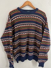 VINTAGE 80s Izod Cable Knit Geometric Sweater Heavy 100 Cotton