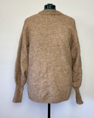 H&M Womans Mohair Wool Blend Oversized Sweater Long Sleeve Brown