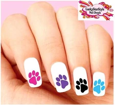 Waterslide Nail Decals Set of 20 - Colorful Dog Paw Assorted