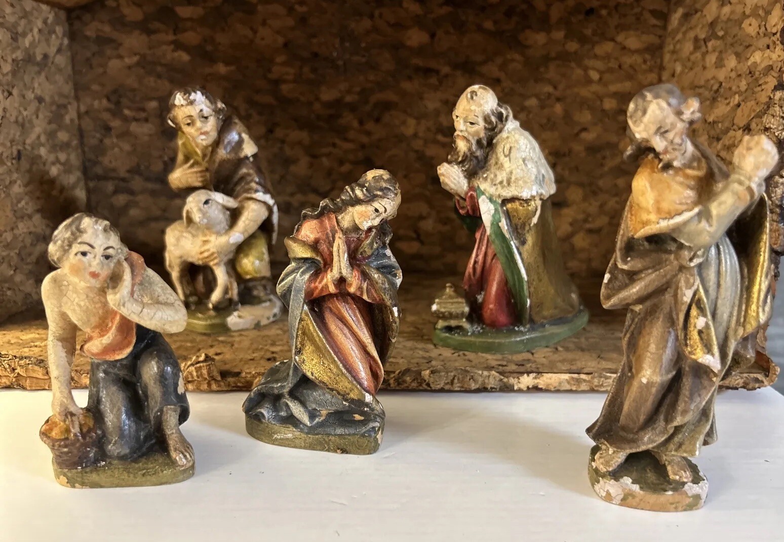House of Goebel Hummel Leo Prinoth Nativity Set 5 Carved Wood Figurines