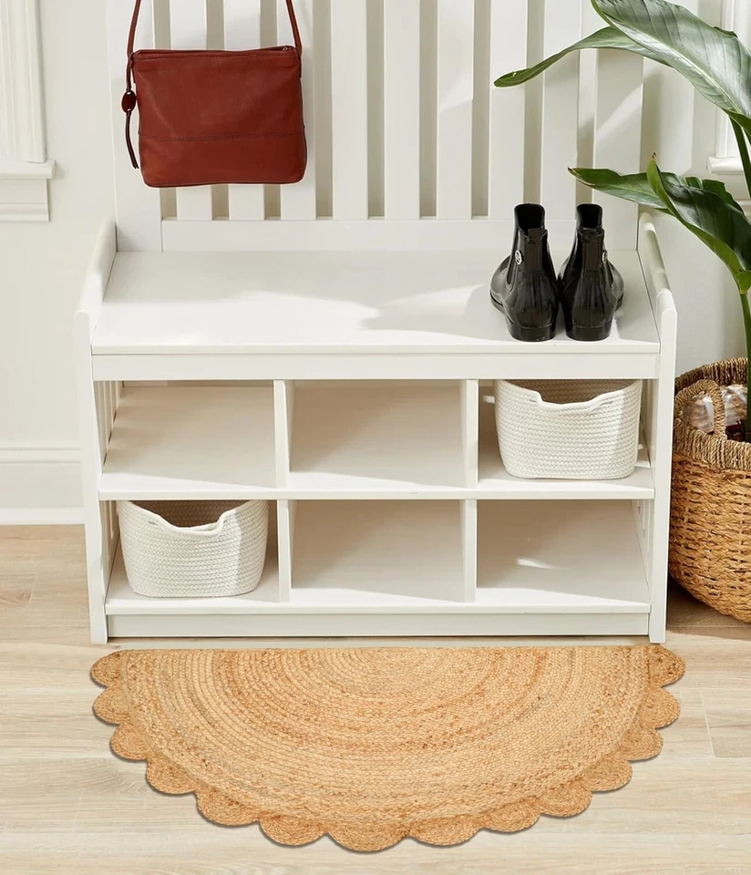 Tapis de porte tapis demi-lune jute naturel tressé tapis réversible tapis mod... - Photo 3/4