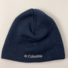 Columbia Dark Blue Ribbed Knit Pattern Winter Beanie Cap