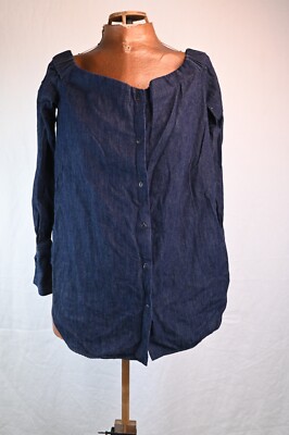 Rag and Bone Womans Denim Shirt, Off the Shoulder, Size Medium, 100% Cotton