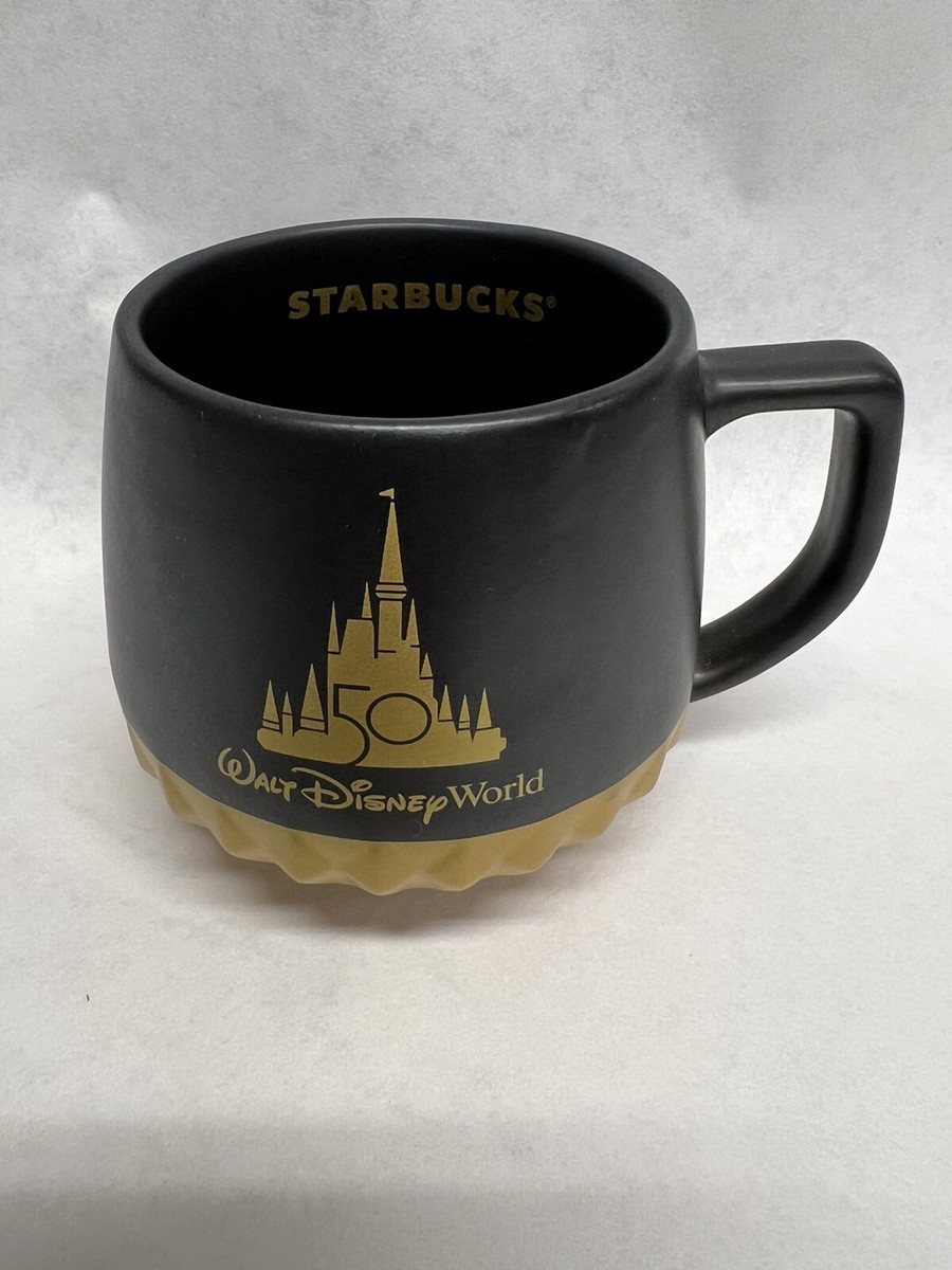 2021 Starbucks Disney Walt Disney World 50th Anniversary Black & Gold  Coffee Mug