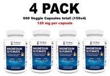 Dr. Berg's Magnesium Glycinate, 4 PACK, 150 Veg Cap each 600 total 