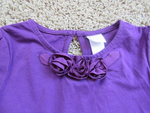 Janie and Jack NWT 8 City Museum purple blouse top 3D roses - Picture 3 of 4