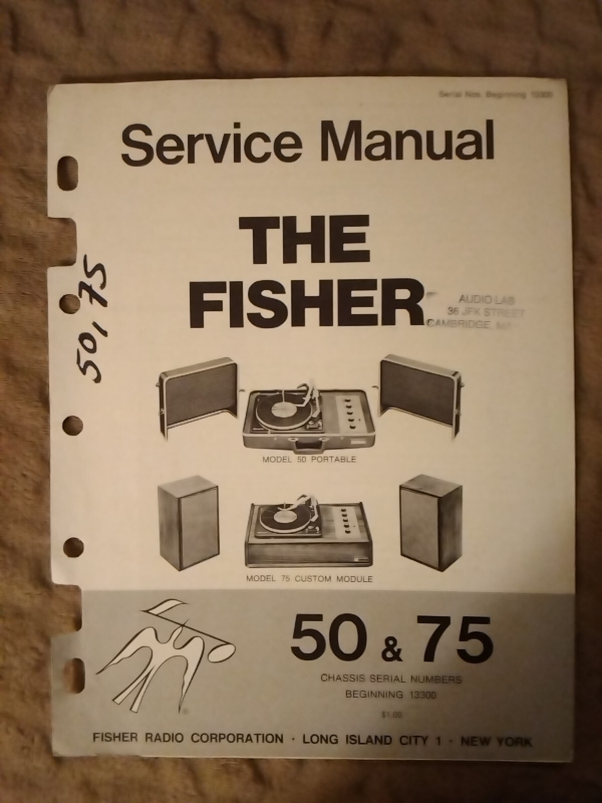 Fisher 50 & 75 Portable Stereo System Service Manual Original Custom Module