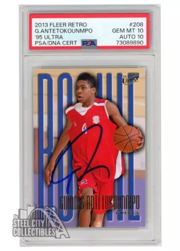 Giannis Antetokounmpo 2013-14 '95 Ultra Auto RC Card #208 PSA 10 PSA/DNA 10