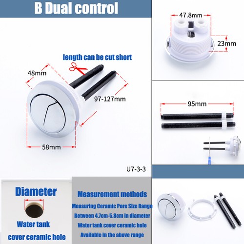 Toilet Button Flush Dual/Single Flush Control Cistern Water Saving Universal - Picture 12 of 15