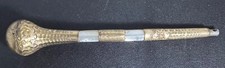 Antique Victorian Gold Mother of Pearl Umbrella Handle Etched Floral Design