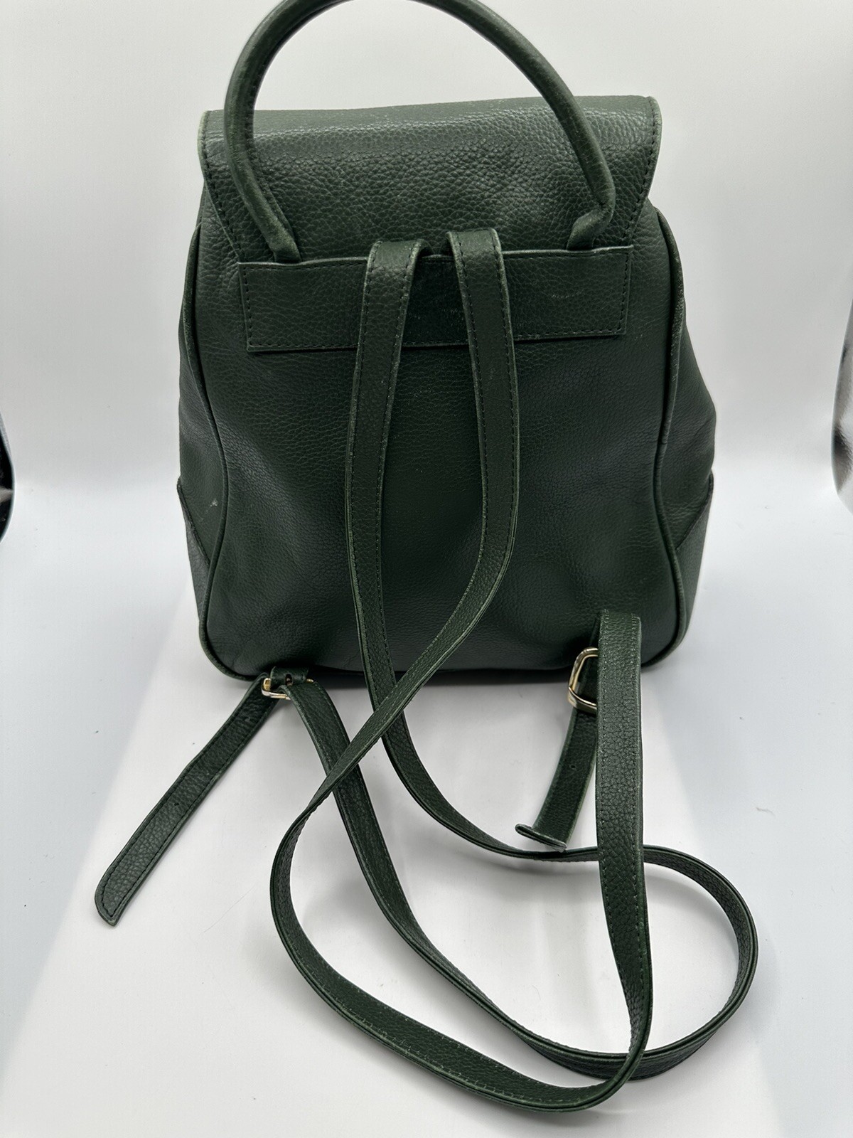 Unbranded Green Leather Drawstring Backpack Handb… - image 2