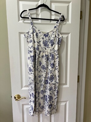 NWT NEW CYNTHIA ROWLEY BLUE WHITE FLORAL LINEN